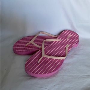 Old Navy Pink/White Striped Flip Flops